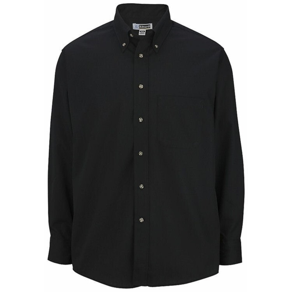 Edwards Men's Easy Care Long Sleeve Poplin Shirt #1280 Black Size XL 37 Length